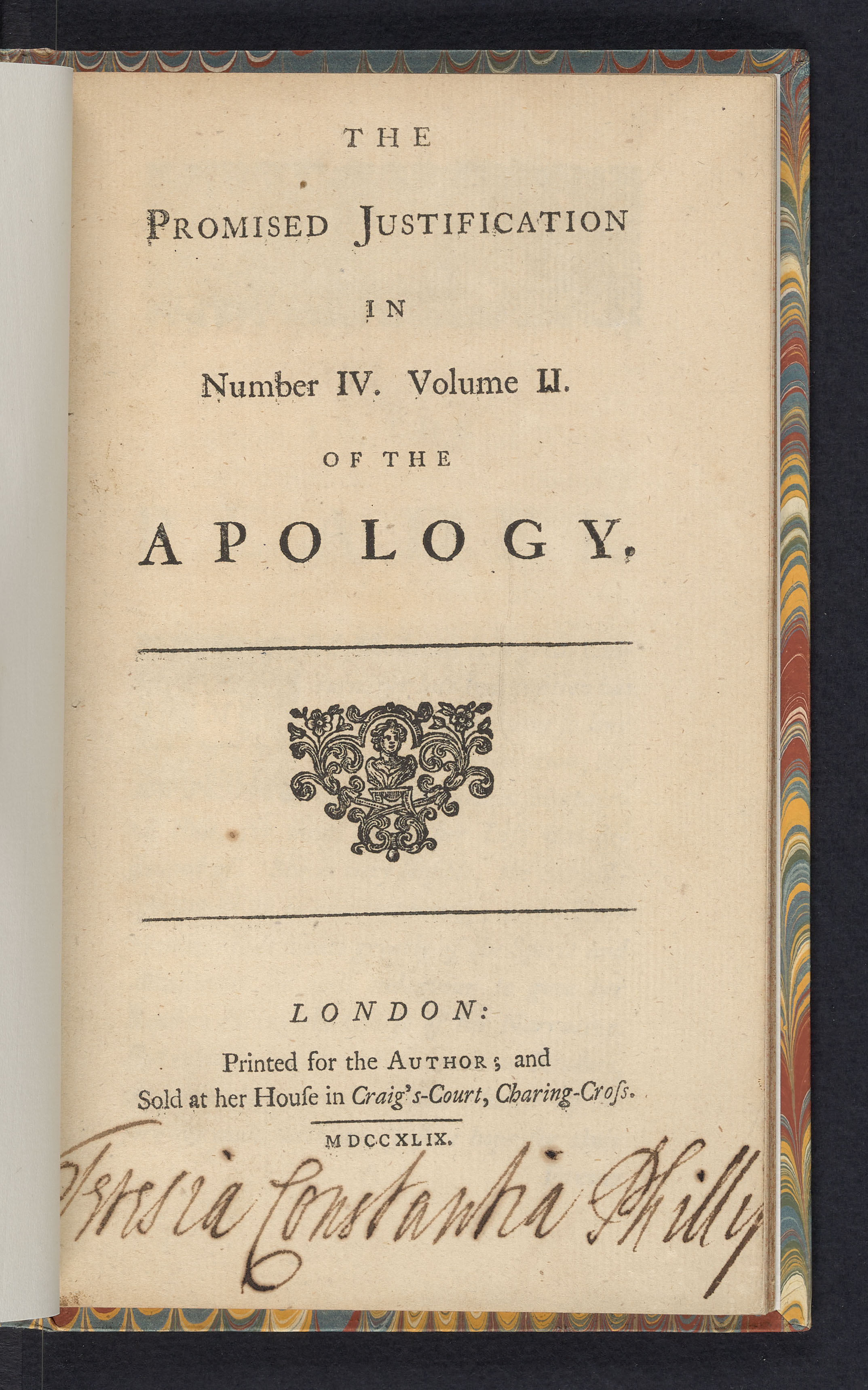 The Promised Justification in Number IV. Volume II. of the Apology